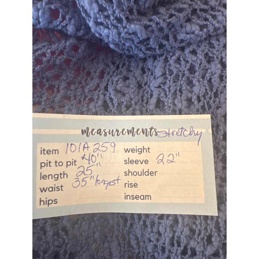 2/$30 Soft Surroundings L/XL Periwinkle Blue Open Weave Cardigan - Picture 12 of 16